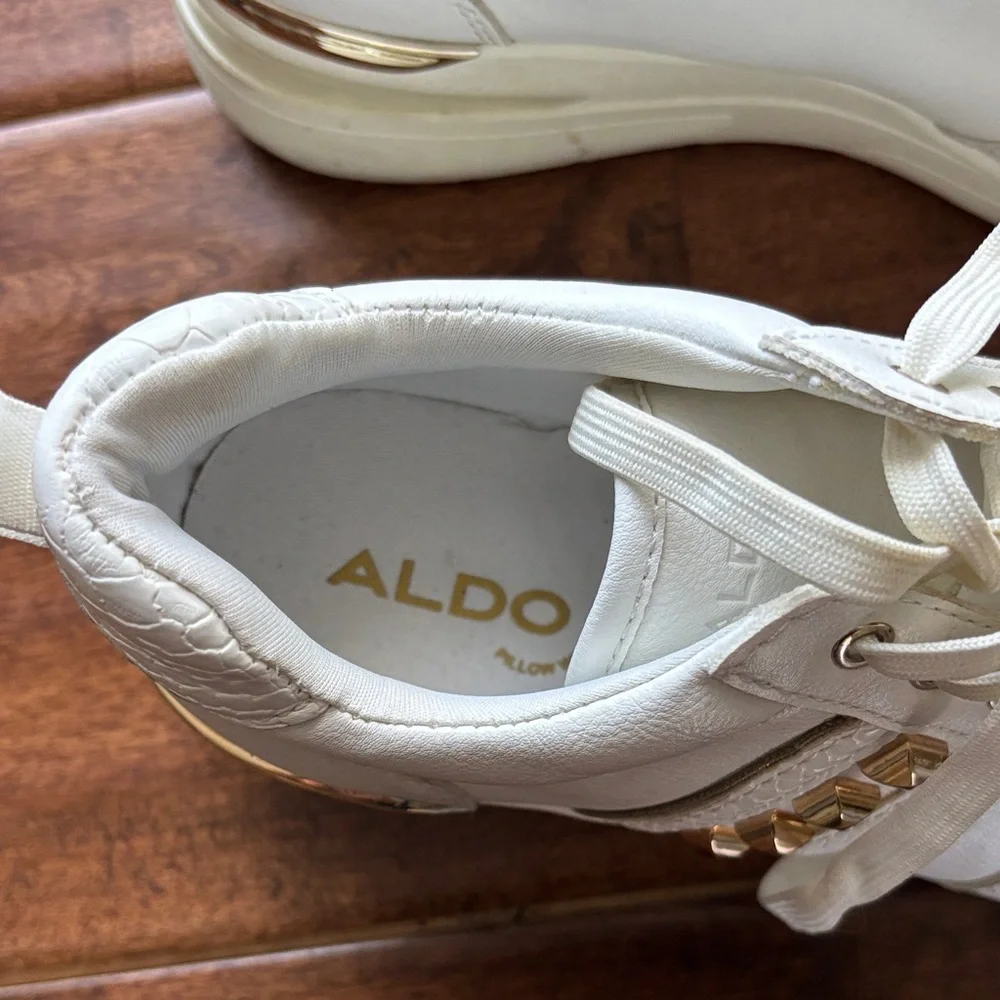 Aldo Women's White Leather Sneakers - Picture 2 of 10
